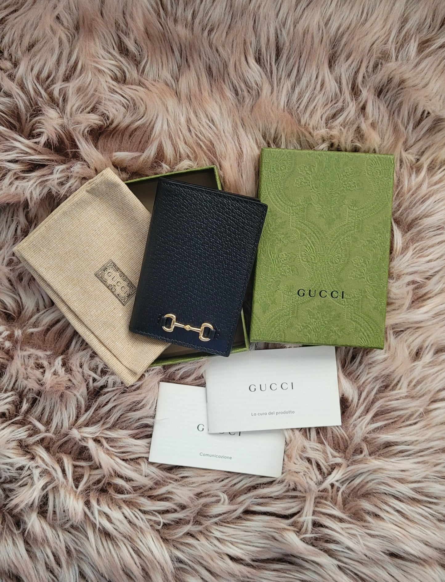 Gucci Black Horse Bit Leather Card Case
